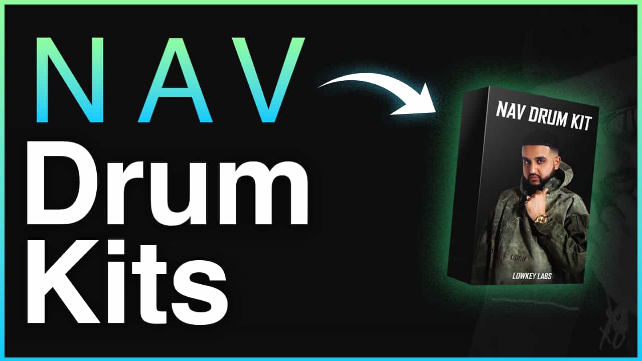 NAV Drum Kits banner featuring a Lowkey Labs product box mockup