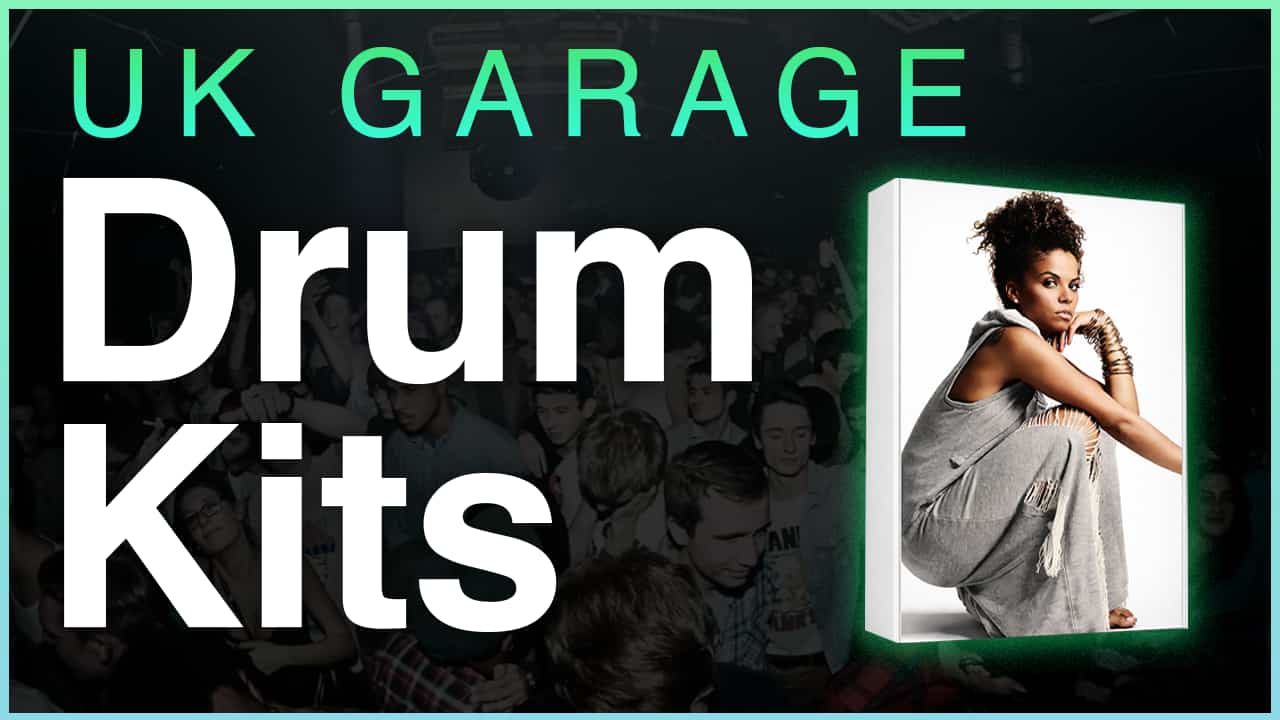UK Garage Drum Kits banner with a person on a product box