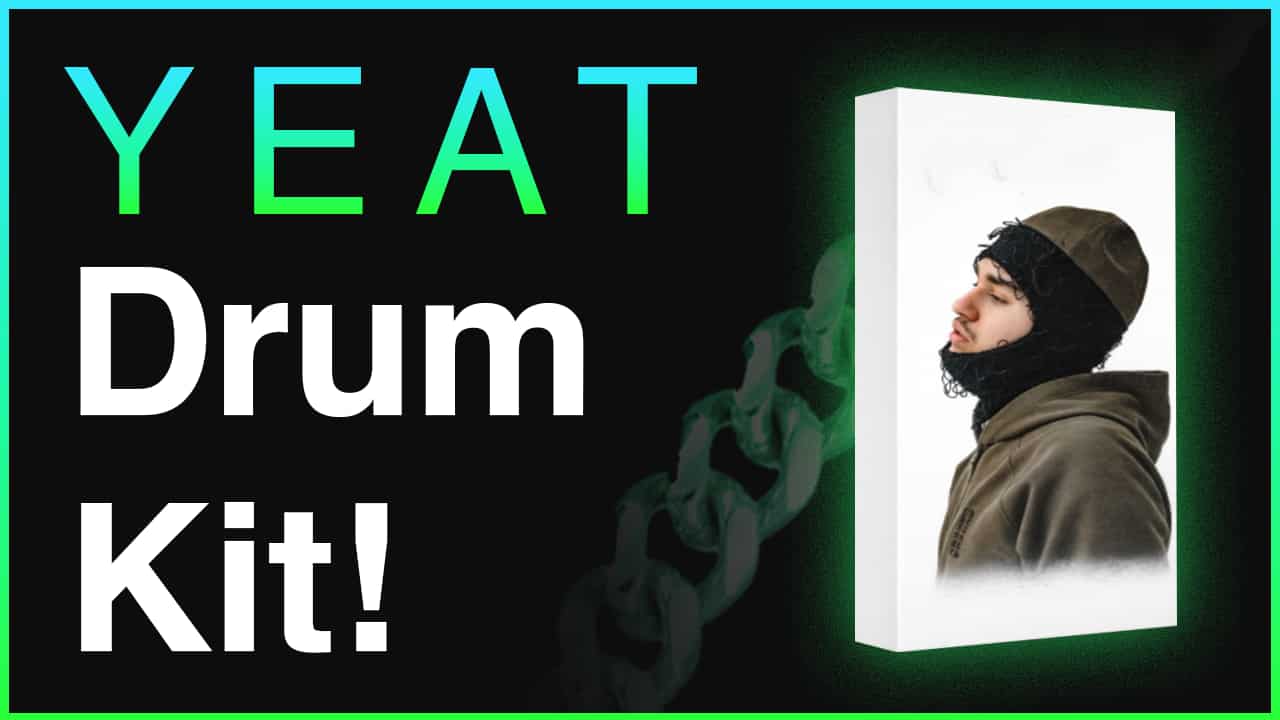 Yeat Drum Kit banner featuring the artist portrait on a product box