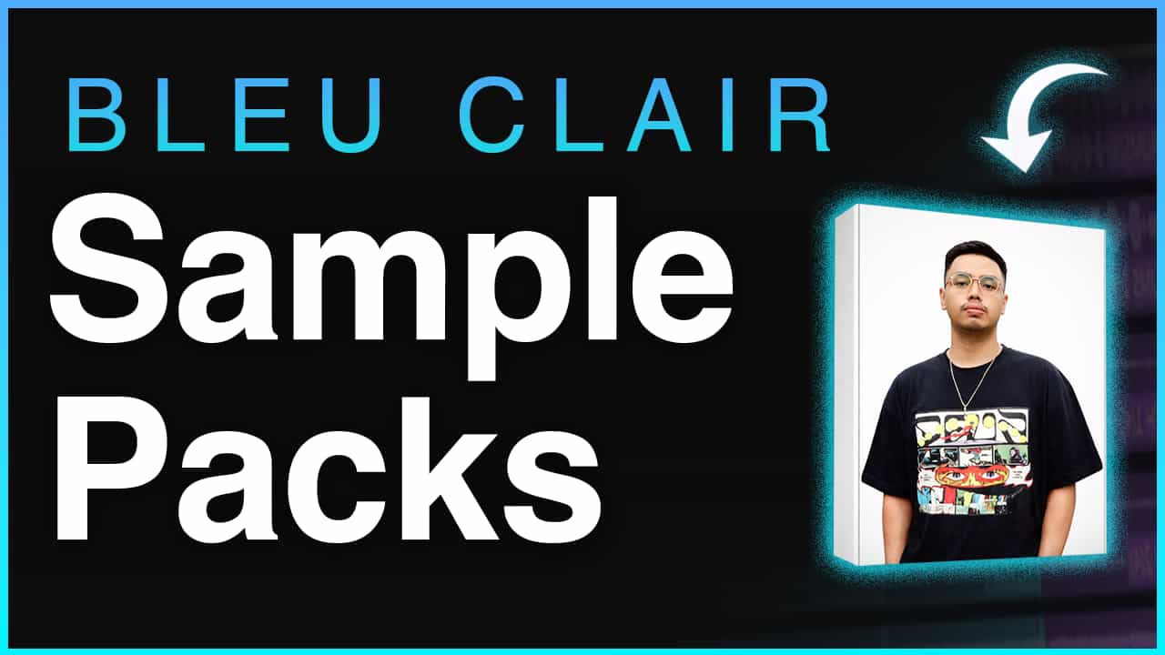 Bleu Clair Sample Packs banner featuring the producer on a product box