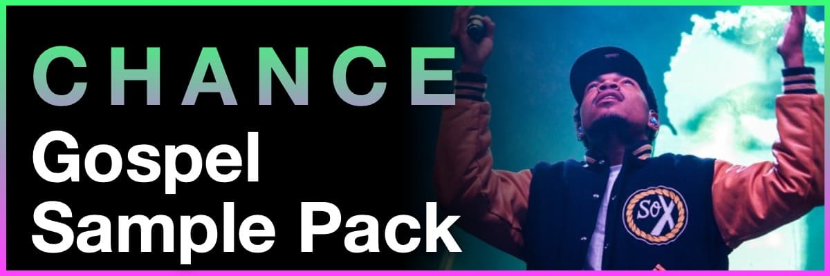 Chance Gospel Sample Pack banner featuring Chance the Rapper performing live
