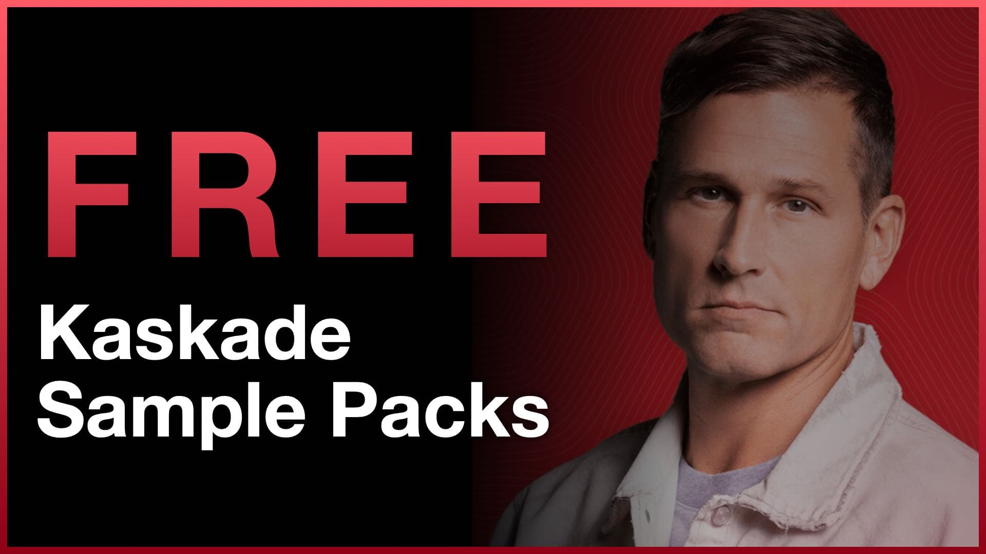 Free Kaskade Sample Packs banner featuring a portrait of producer Kaskade