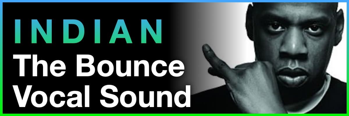 Indian The Bounce Vocal Sound banner featuring a black and white portrait of Jay-Z