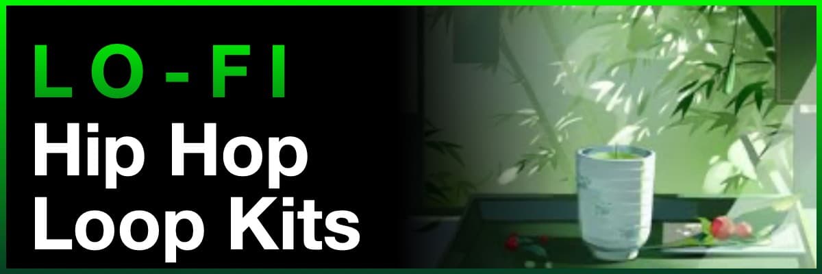 Lo-Fi Hip Hop Loop Kits banner with a peaceful anime-style tea setting